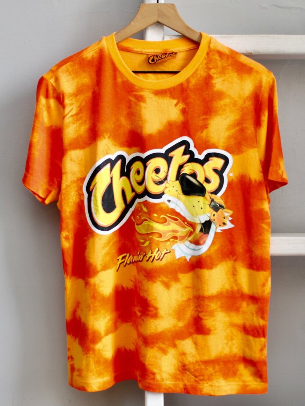 Cheetos Chester Cheetah Flamin Hot Primark Tie-Dye Orange T-Shirt Men's Medium